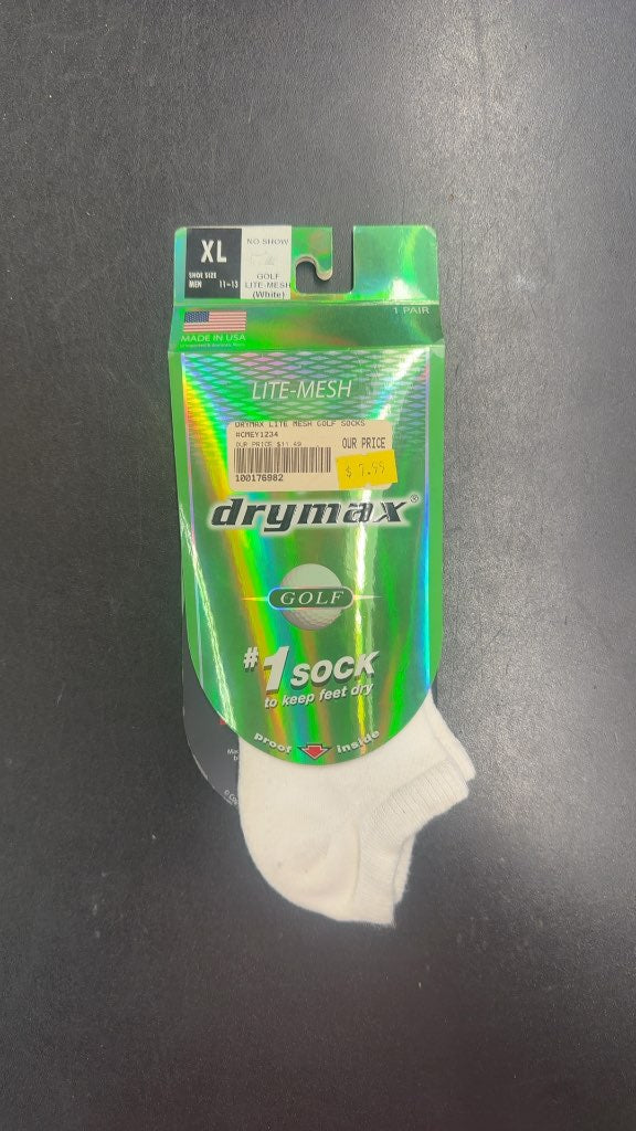 Drymax Lite-Mesh Golf Socks White New XL