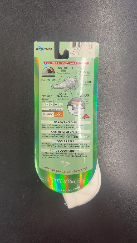 Drymax Lite-Mesh Golf Socks White New XL