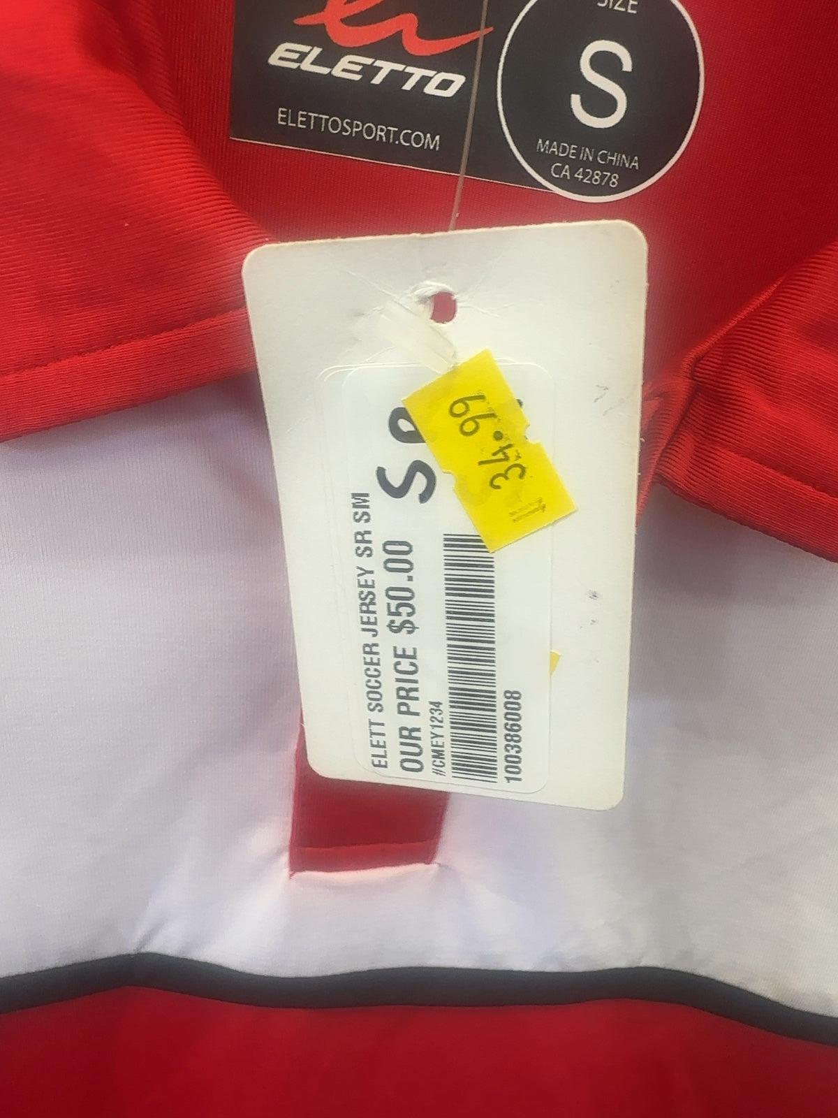 Eletto Soccer Jersey - Red/White - Size Small brand new with tags