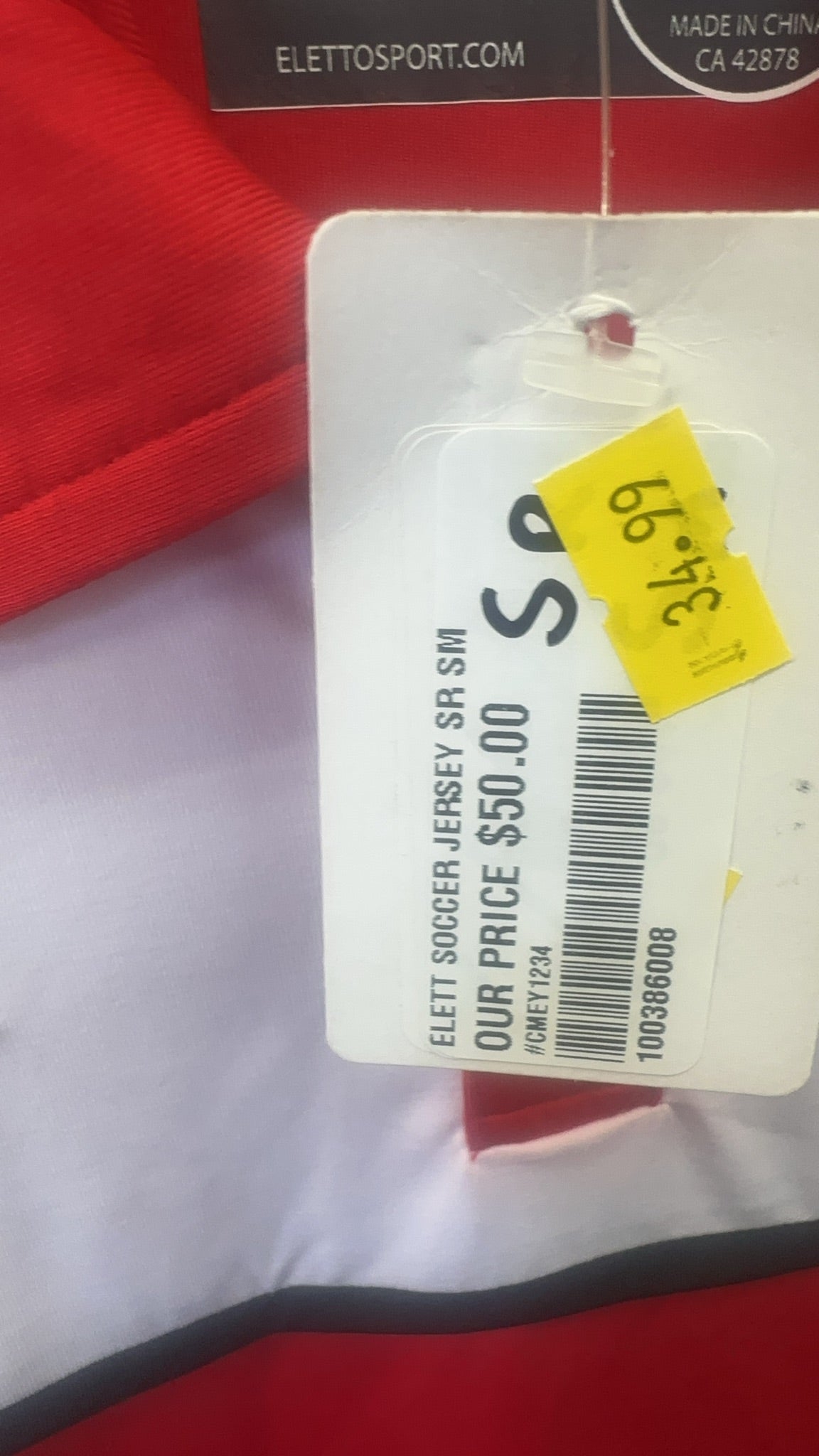 Eletto Soccer Jersey - Red/White - Size Small brand new with tags