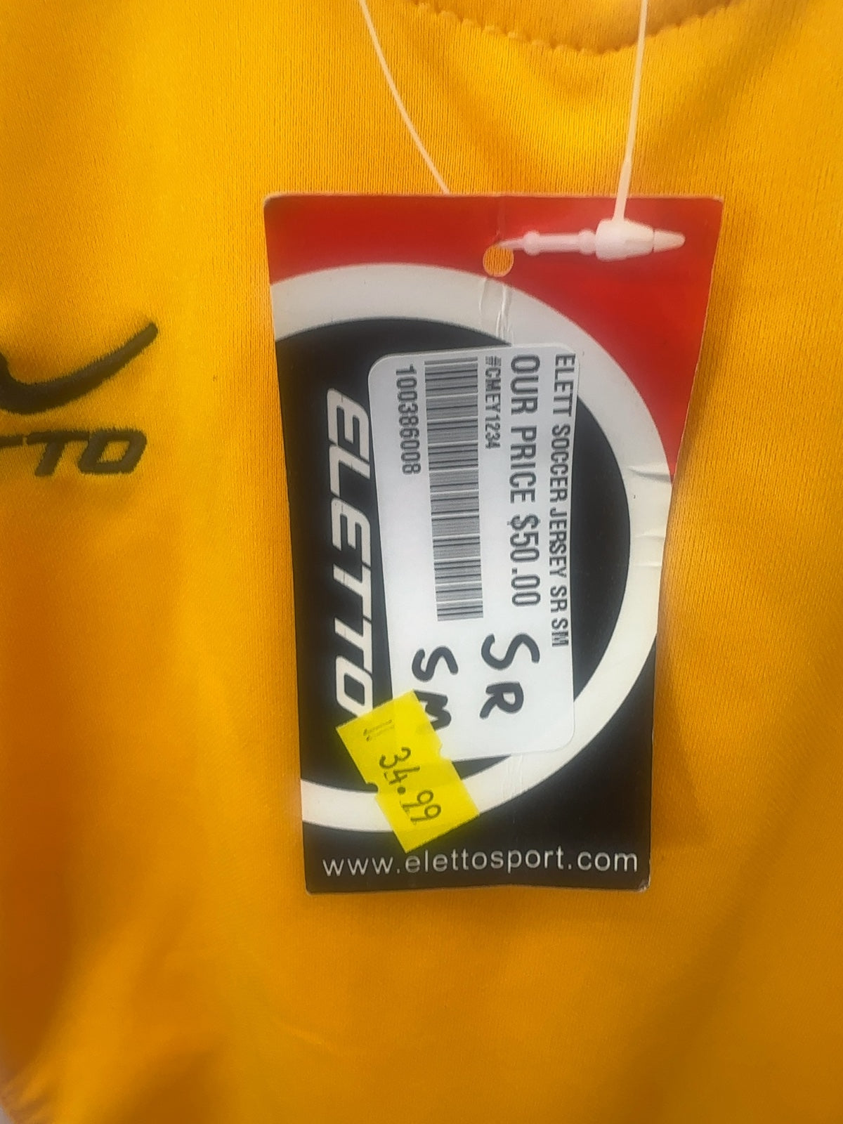 Eletto Soccer Jersey - Yellow/White - Senior Small