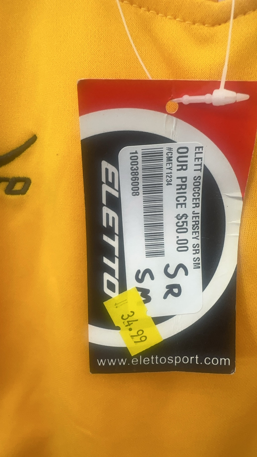 Eletto Soccer Jersey - Yellow/White - Senior Small