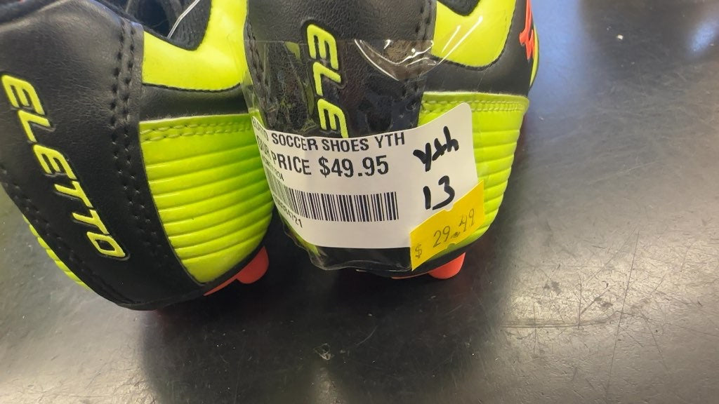 Eletto Youth Soccer Cleats - Black/Neon Yellow - Size 13
