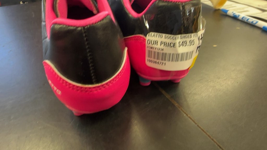 Eletto Youth Soccer Cleats - Black/Pink/Teal - Size 12