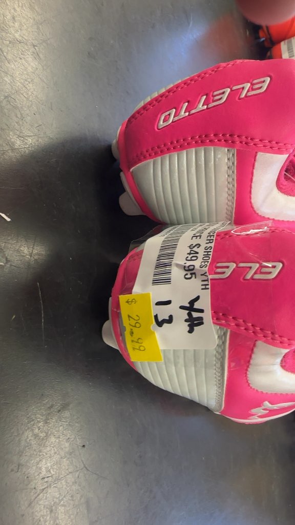 Eletto Youth Soccer Cleats - Pink/White - Size 13