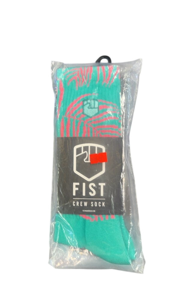 FIST Handwear Palm Crew Socks Teal/Pink New L-XL