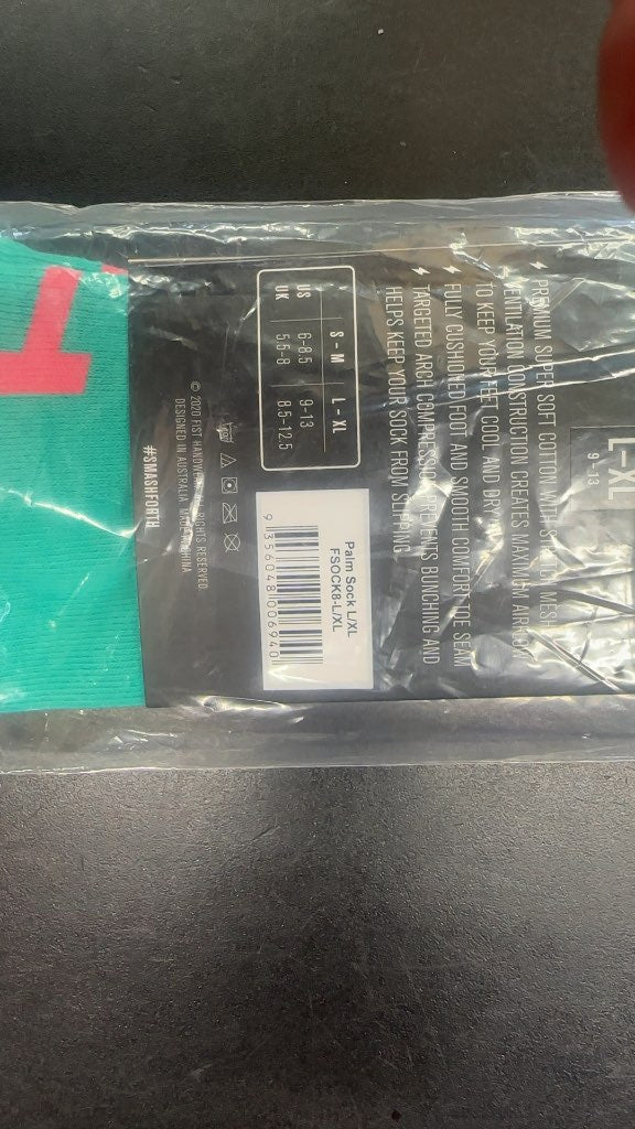 FIST Handwear Palm Crew Socks Teal/Pink New L-XL