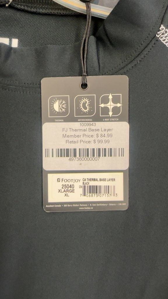 FootJoy CA Thermal Base Layer Long Sleeve Shirt New XL