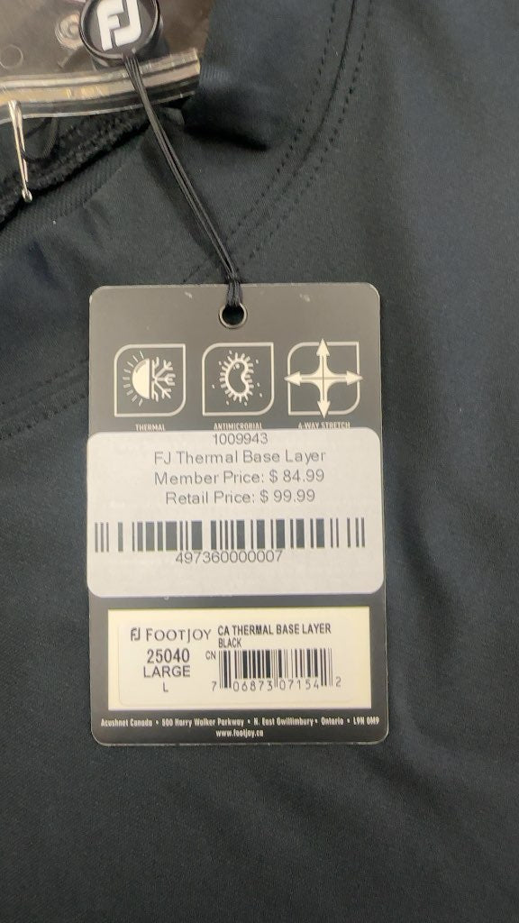 FootJoy Thermal Base Layer Black New With Tags Large