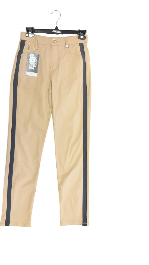 Golfino Women's Golf Pants Beige with Navy Stripes NWT Size 32