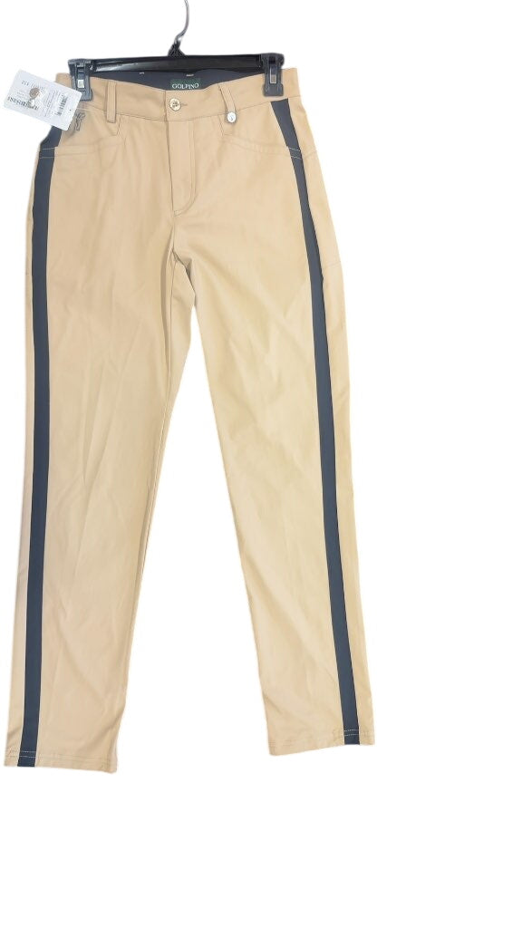 GOLFINO Women's Golf Pants Tan Navy Stripe-New Size 34