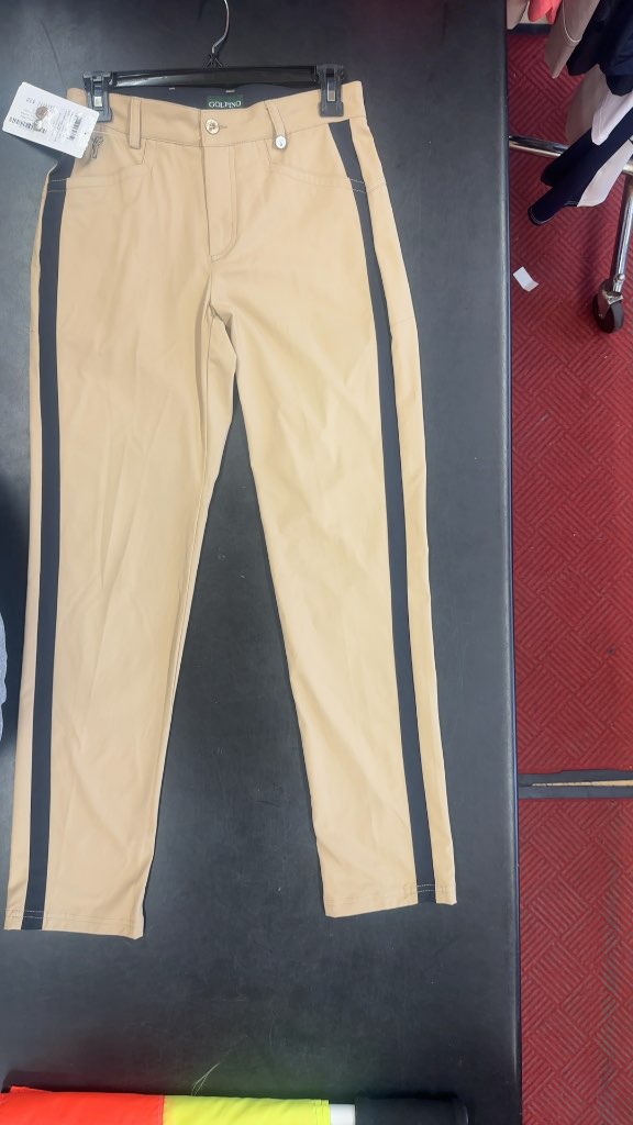 GOLFINO Women's Golf Pants Tan Navy Stripe-New Size 34
