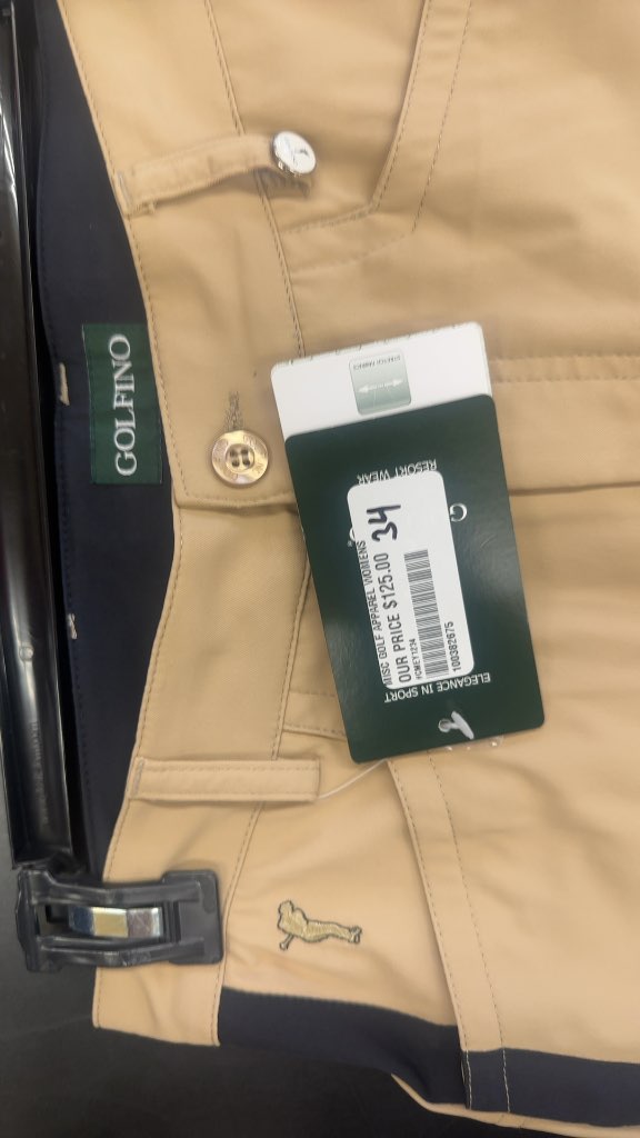 GOLFINO Women's Golf Pants Tan Navy Stripe-New Size 34