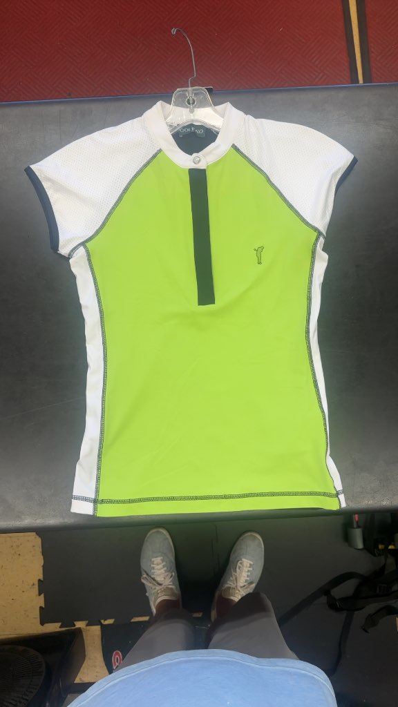 Golfino Women's Short Sleeve Golf Polo Shirt Lime Green Excellent Condition Size 32