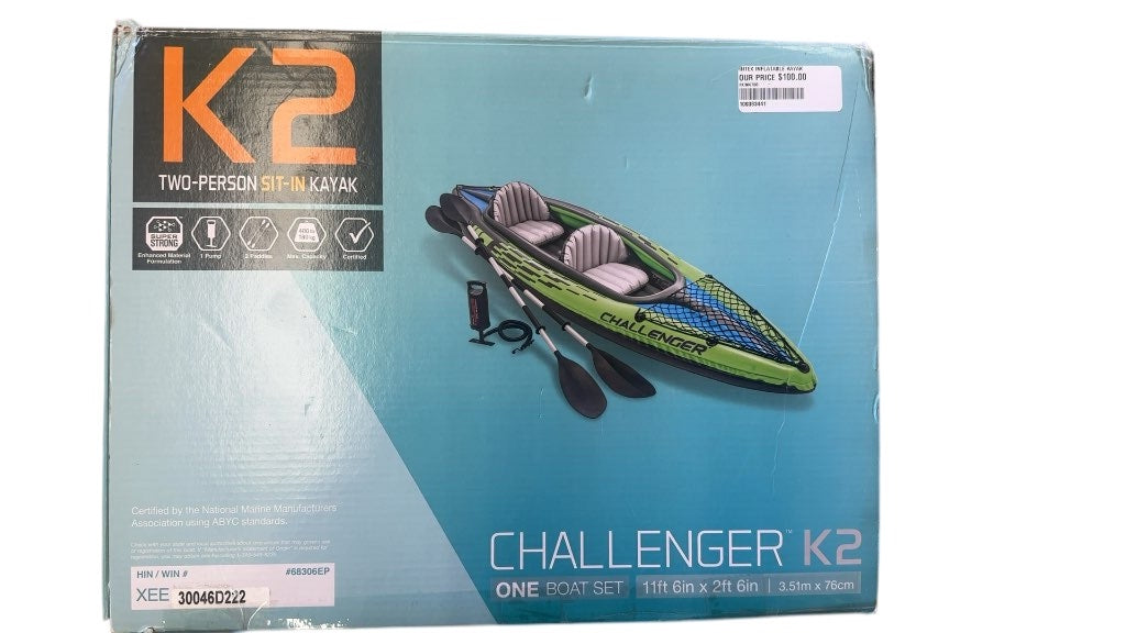 Intex Inflatable Kayak Challenger K2 Two-Person-New 11ft 6in