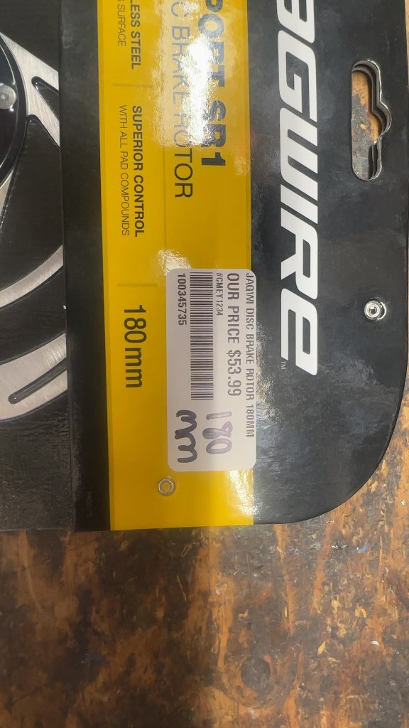 Jagwire Sport SR1 Disc Brake Rotor Centerlock New 180mm