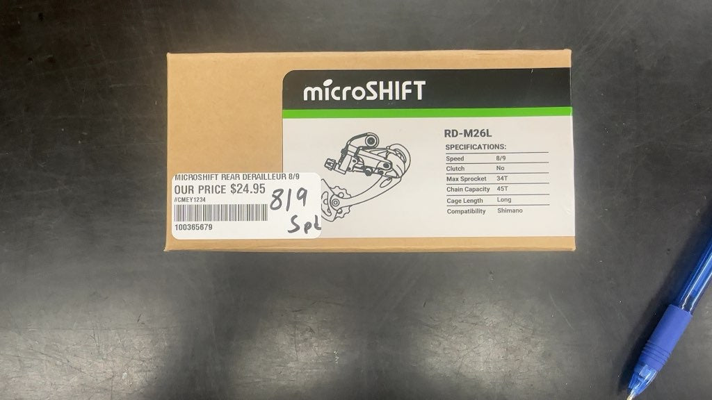 microSHIFT Rear Derailleur RD-M26L 8/9 Speed Long Cage New