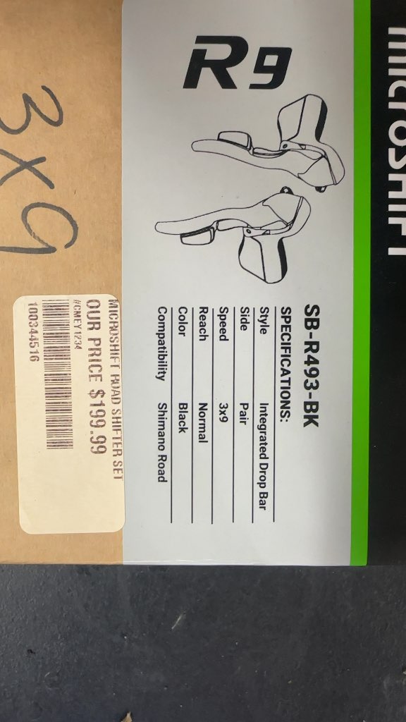 microSHIFT Road Shifter Set R9 SB-R493-BK New 3x9