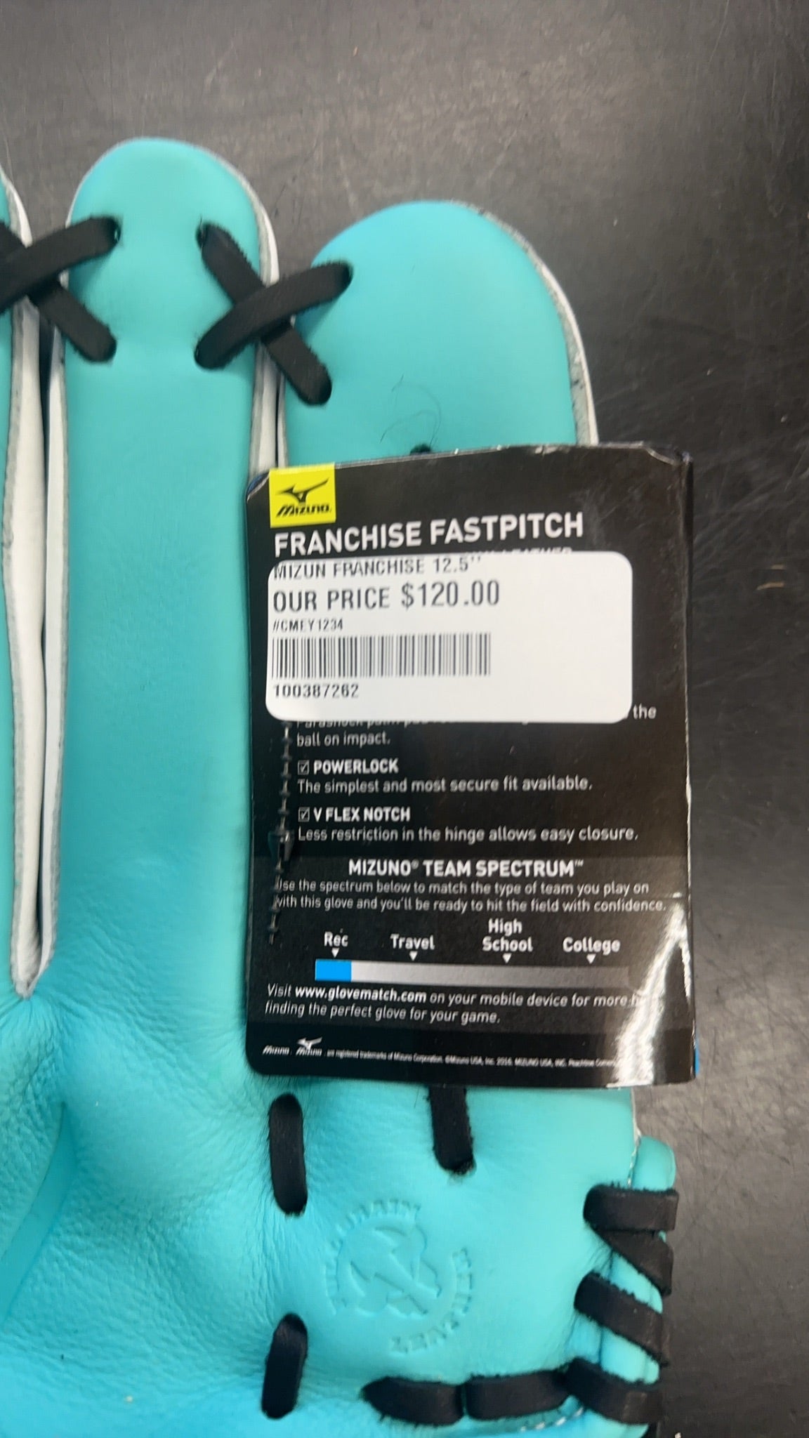 Mizuno Franchise Fastpitch 12.5" Softball Glove - Teal/White