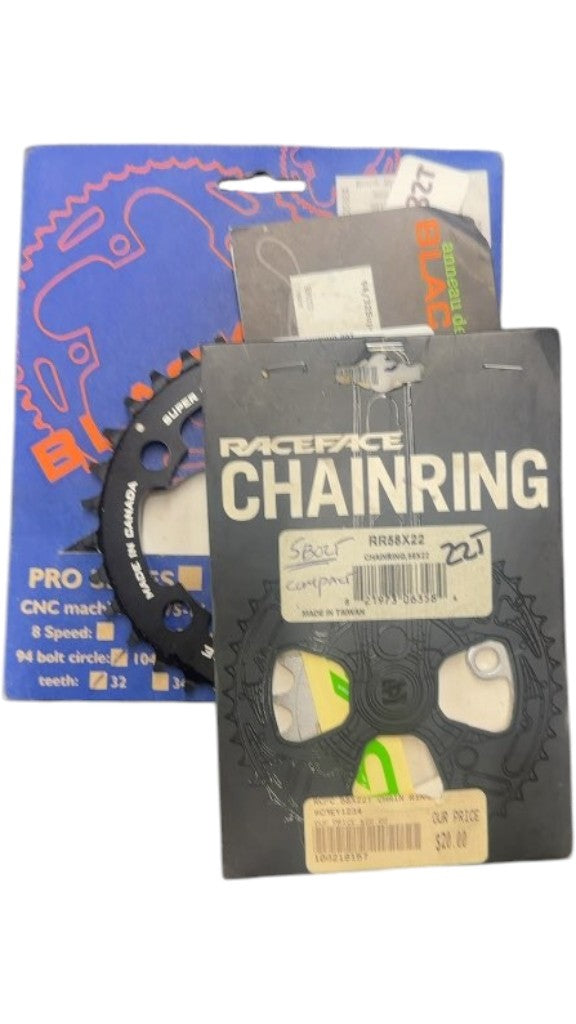 Race Face and Blackspire Chainring Set 22T/32T New Old Stock

3 pack of parts