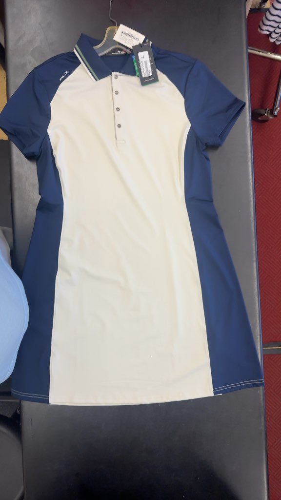 RLX Ralph Lauren Golf Polo Dress SS Elite Jersey Navy/White New With Tags Large