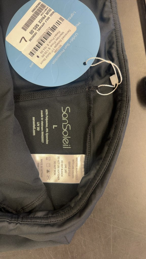 SanSoleil Golf Skort Solstyle 17" Solid Black New With Tags Size L