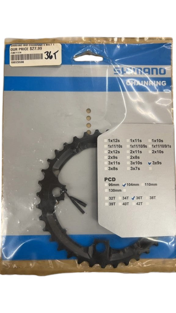 Shimano 36T 104mm PCD 4-Bolt Middle Chainring New