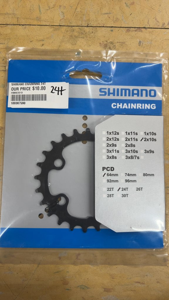 Shimano Chainring 24T 64mm PCD 2x10s New in Package