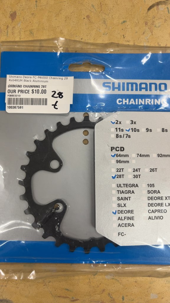 Shimano Chainring Deore FC-M6000 28T New 64mm PCD
