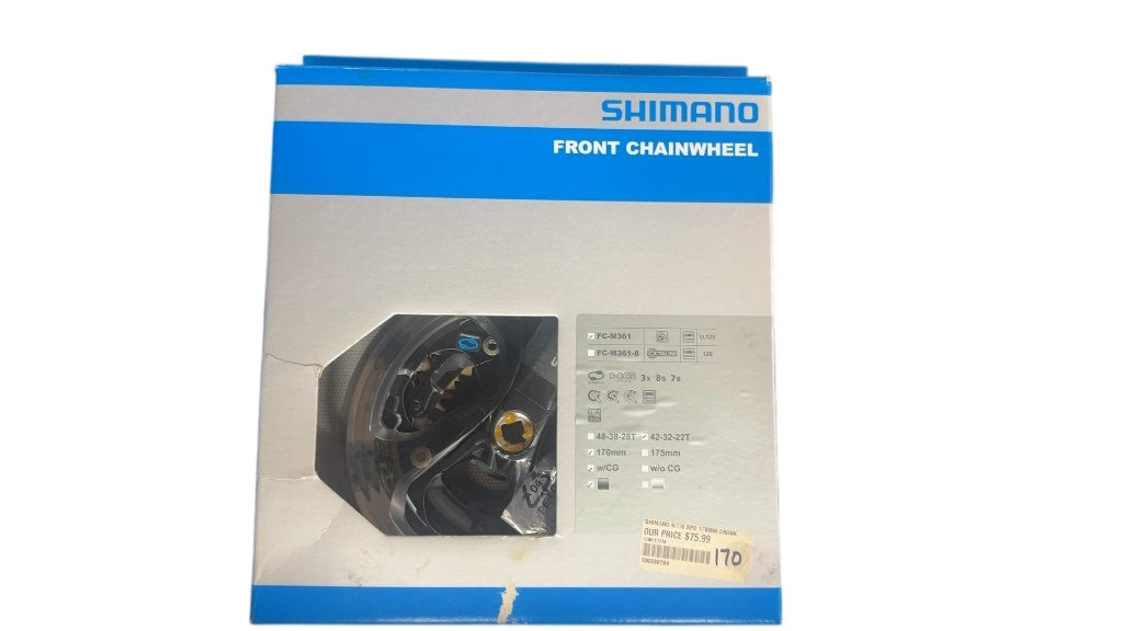 Shimano FC-M361 Front Chainwheel Crankset 3x7/8 Speed 42-32-22T 170mm Black
