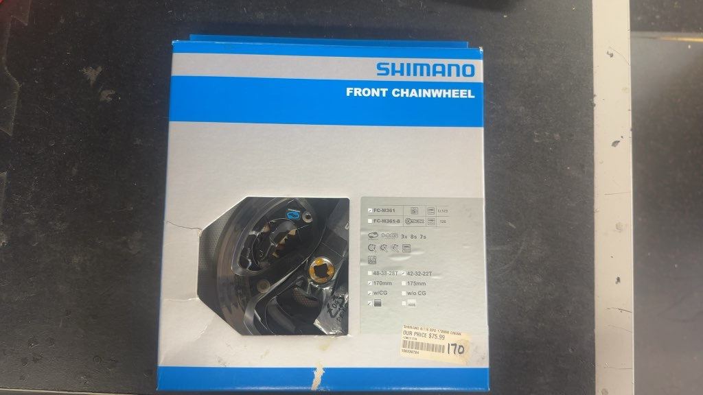 Shimano FC-M361 Front Chainwheel Crankset 3x7/8 Speed 42-32-22T 170mm Black