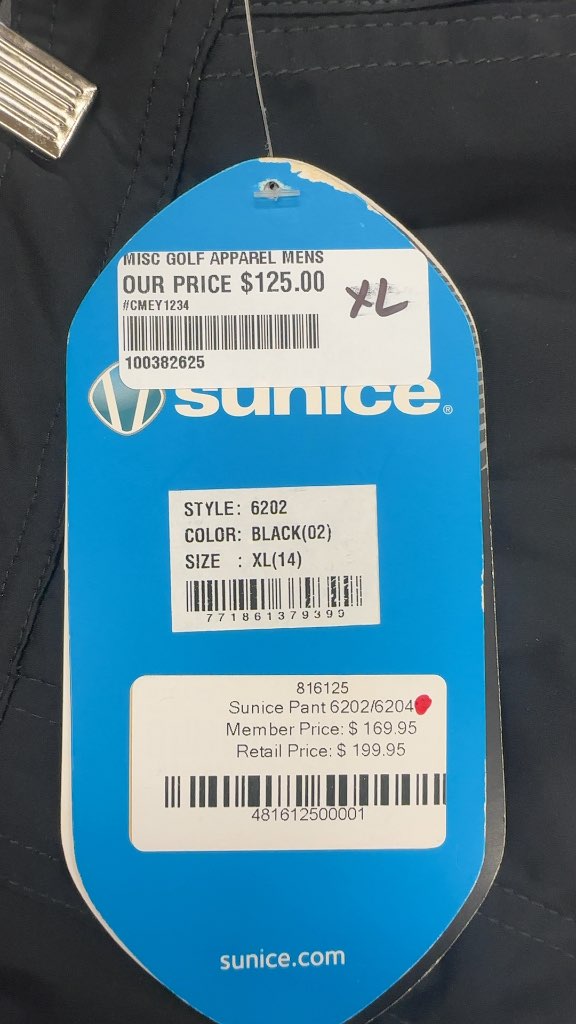 Sunice Golf Tornado Waterproof Pants Black New XL