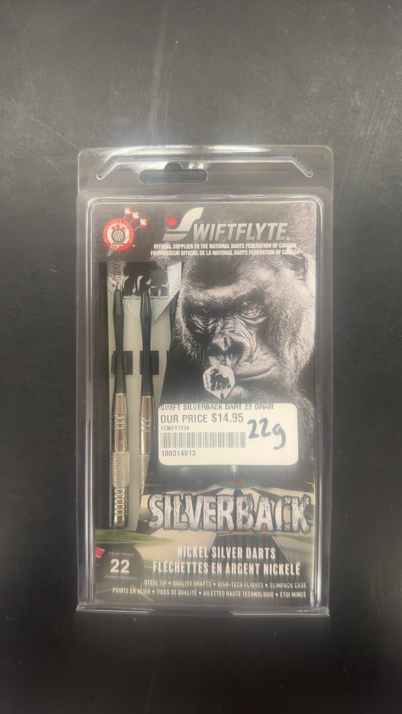 Swiftflyte Silverback Nickel Silver Steel Tip Darts New 22g