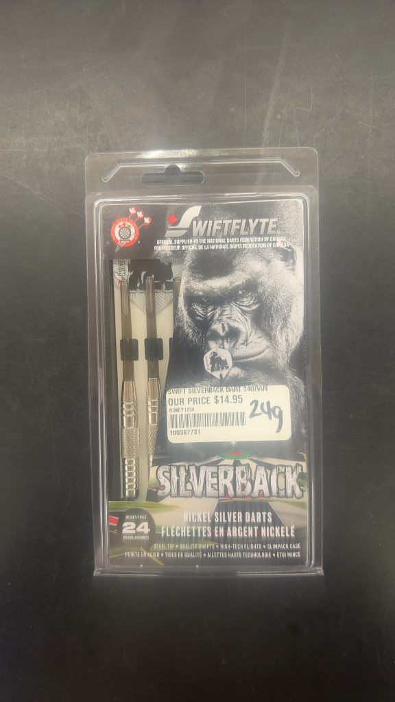 Swiftflyte Silverback Nickel Silver Steel Tip Darts New 24g