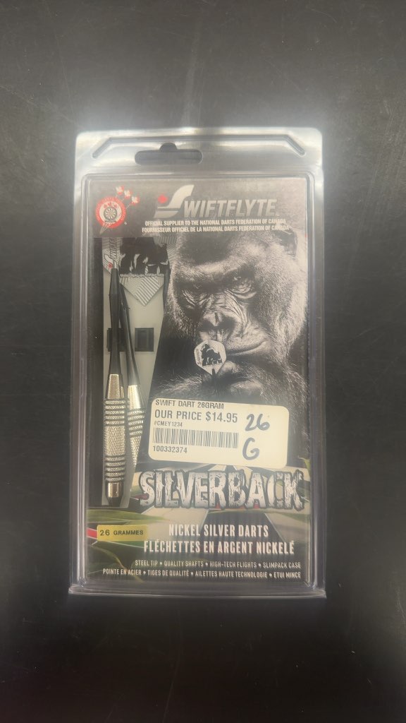 Swiftflyte Silverback Nickel Silver Steel Tip Darts New 26g