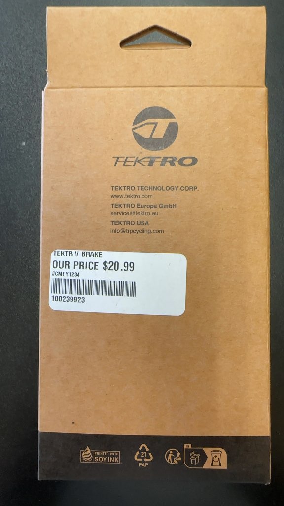 Tektro Aluminum Linear Pull V-Brake 855AL Silver New In Box 110mm