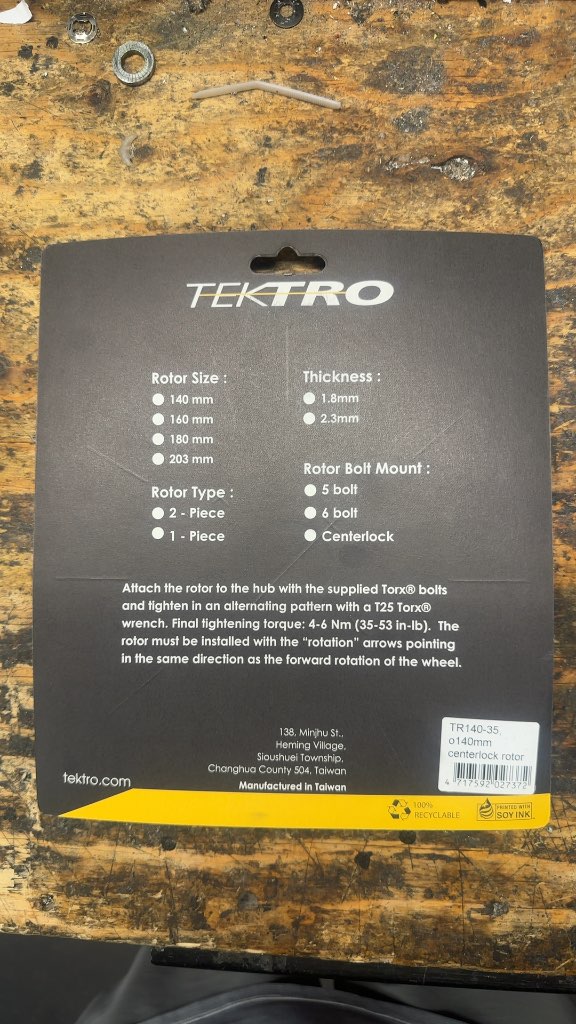 Tektro Disc Rotor TR140-35 Centerlock New 140mm