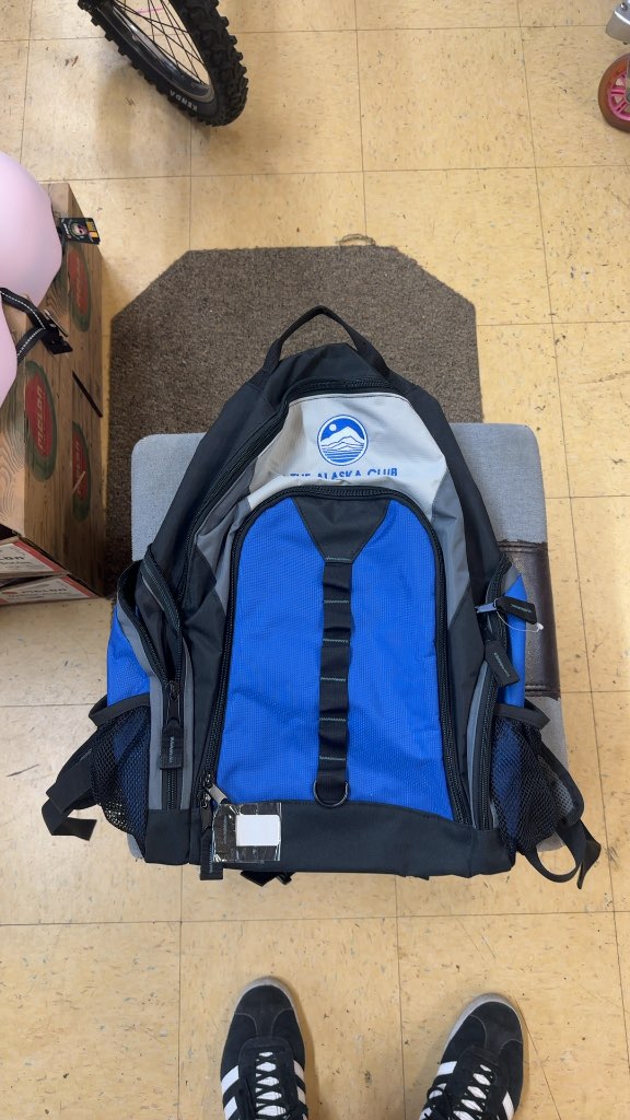 The Alaska Club Multi-Compartment Backpack Blue/Black/Grey Good Used Condition