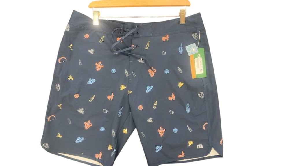 TravisMathew Eco Collection Boardshorts Mexican Print Navy Size 36-New