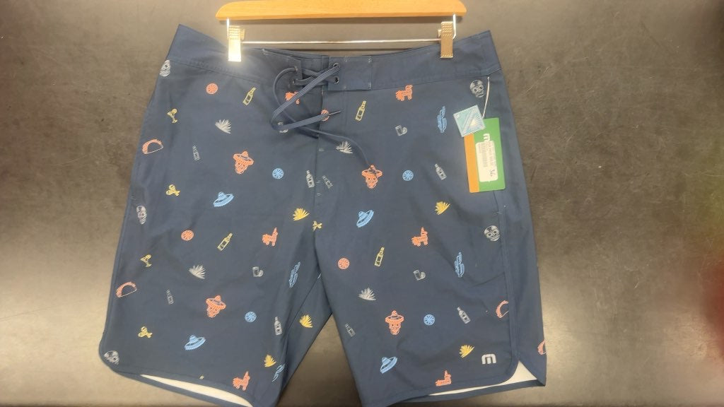 TravisMathew Eco Collection Boardshorts Mexican Print Navy Size 36-New