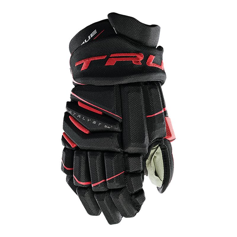 True Catalyst 5 Senior Hockey Gloves- Black/Red 13” New