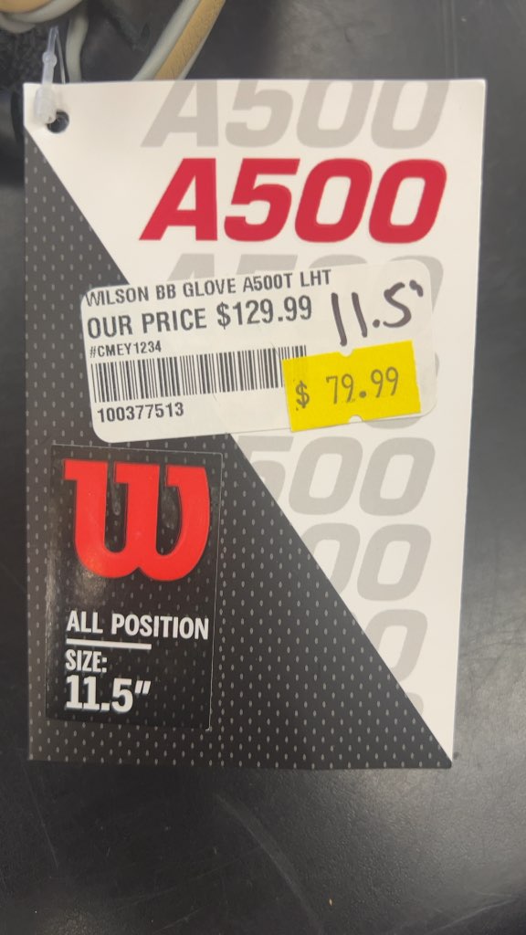 Wilson Baseball Glove A500 All Position LHT New 11.5"